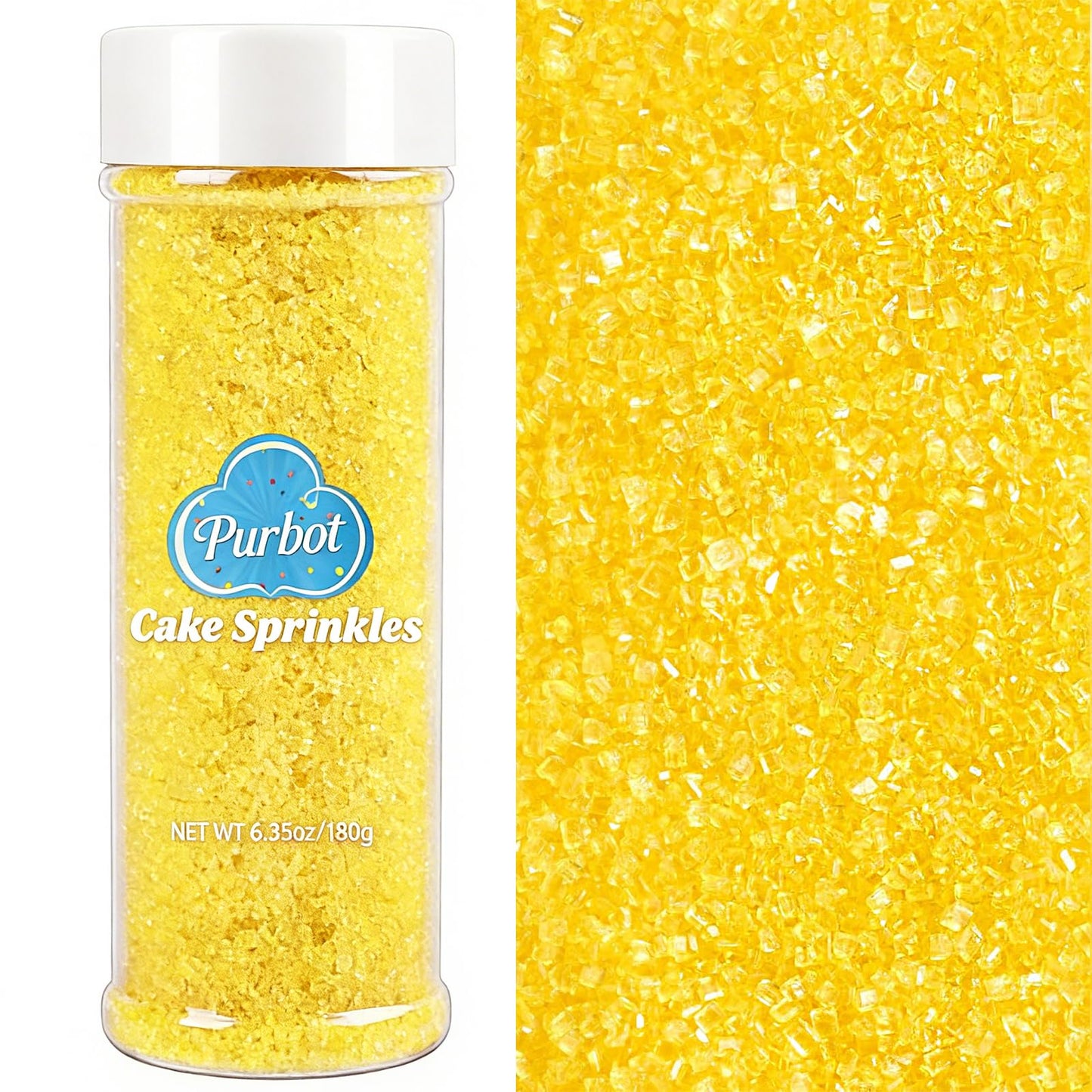 Yellow Sprinkles Sanding Sugar for Baking, 6.35 oz Edible Sparkling Sugar Crystals for Cake Cupcake Cookie Ice Cream Topping