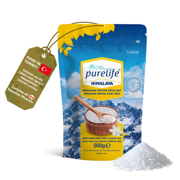 Purelife Himalayan Salt White Coarse Kosher Unrefined - Extra Fine Grain Gourmet Natural Crystal Rock Salt with Minerals for Sal