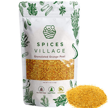 Spices Village Orange Peel Granules [4 Oz] - Dried Orange Peel Zest, Dry Citrus Fruit Rind For Baking Cooking And Tea, Dehydrate