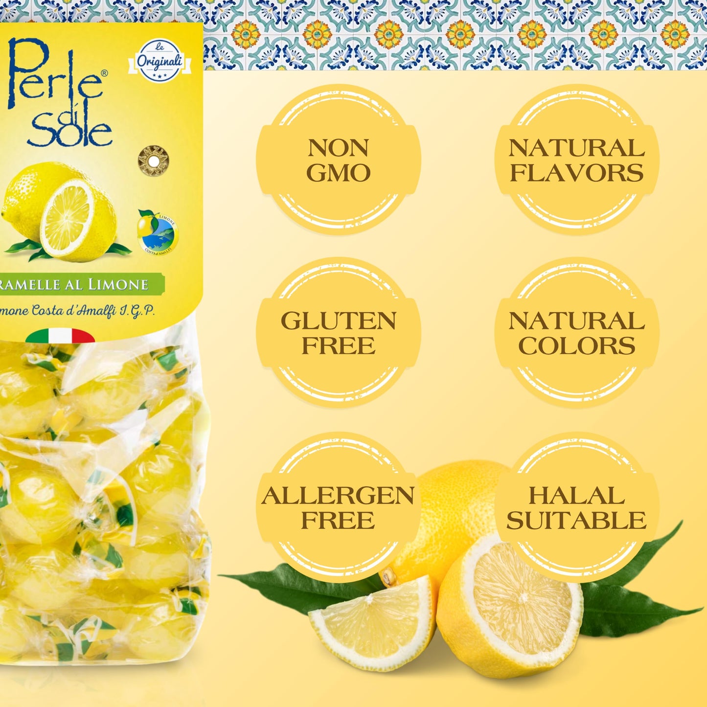 Perle di Sole Lemon Drops - Lemon Candy from Italy - Italian Gift - Italian Hard Candy Individually Wrapped (2.2 lbs | 1 kg) Ama