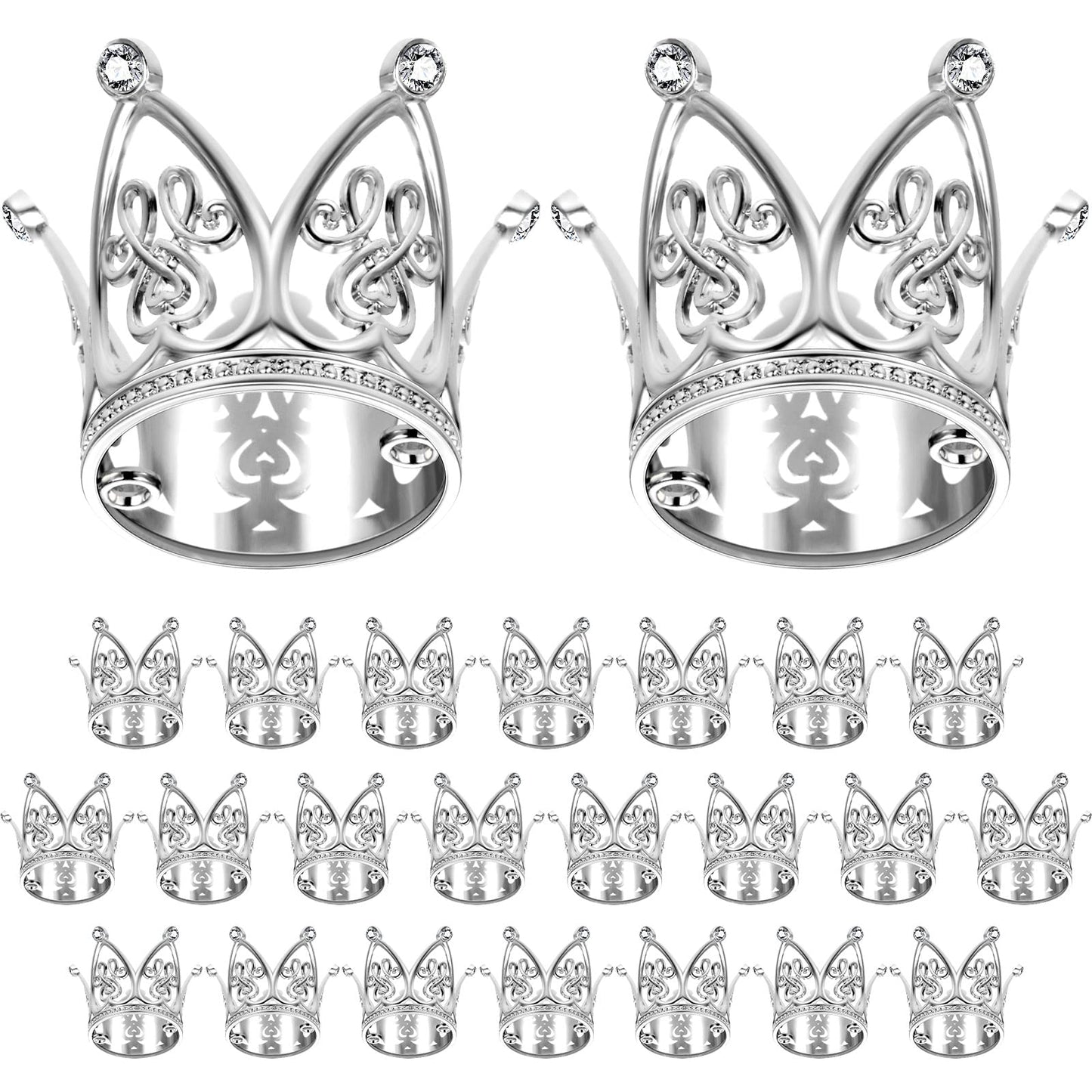 Junkin 24 Pcs Mini Crowns Mini Gold Crown Cake Topper for Flower Bouquets Small Vintage Tiara Cake Topper for Flower Arrangement