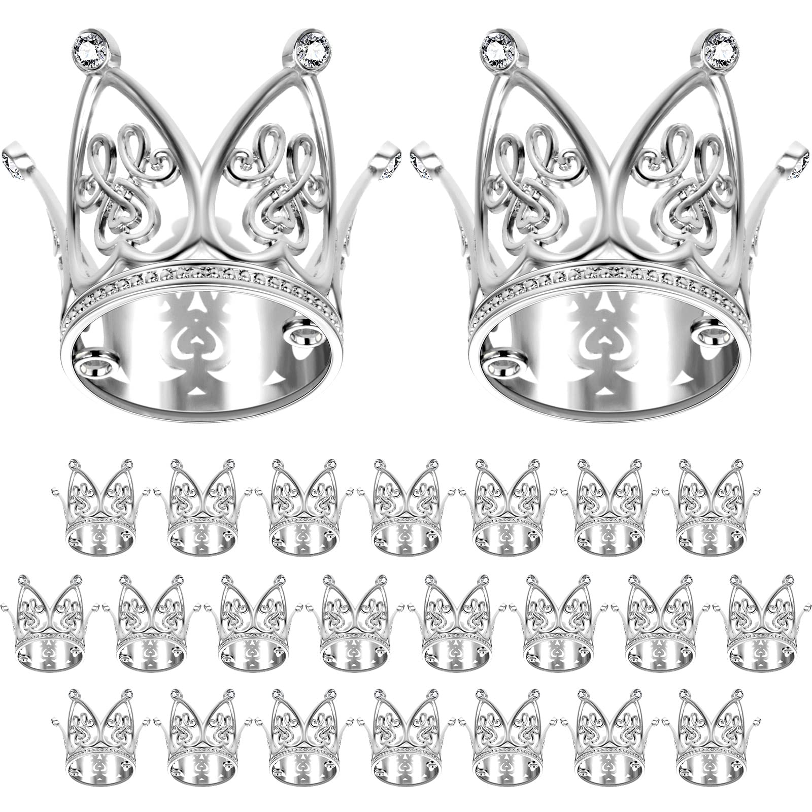 Junkin 24 Pcs Mini Crowns Mini Gold Crown Cake Topper for Flower Bouquets Small Vintage Tiara Cake Topper for Flower Arrangement