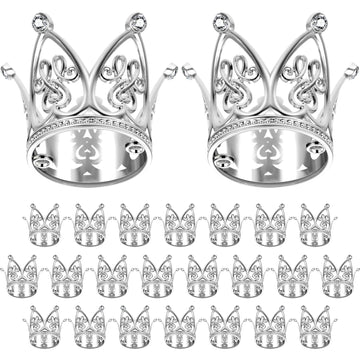Junkin 24 Pcs Mini Crowns Mini Gold Crown Cake Topper for Flower Bouquets Small Vintage Tiara Cake Topper for Flower Arrangement
