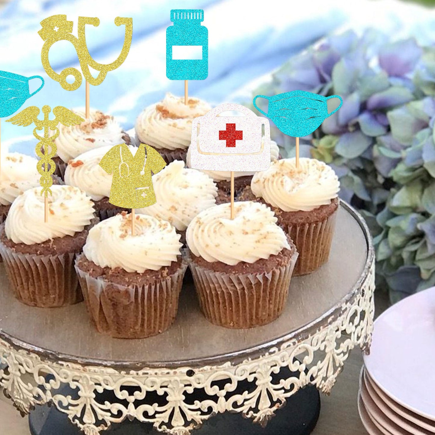 Ercadio 24Pcs Nurse Cupcake Toppers Happy Nurse Week Nursing School Graduation Cupcake Picks Thank You For Medical Nurse Themed