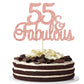 Gyufise 1Pcs 55 & Fabulous Cake Topper Rose Gold Glitter Fifty Five And Fabulous Cake Toppers Happy 55Th Birthday Cake Pick For
