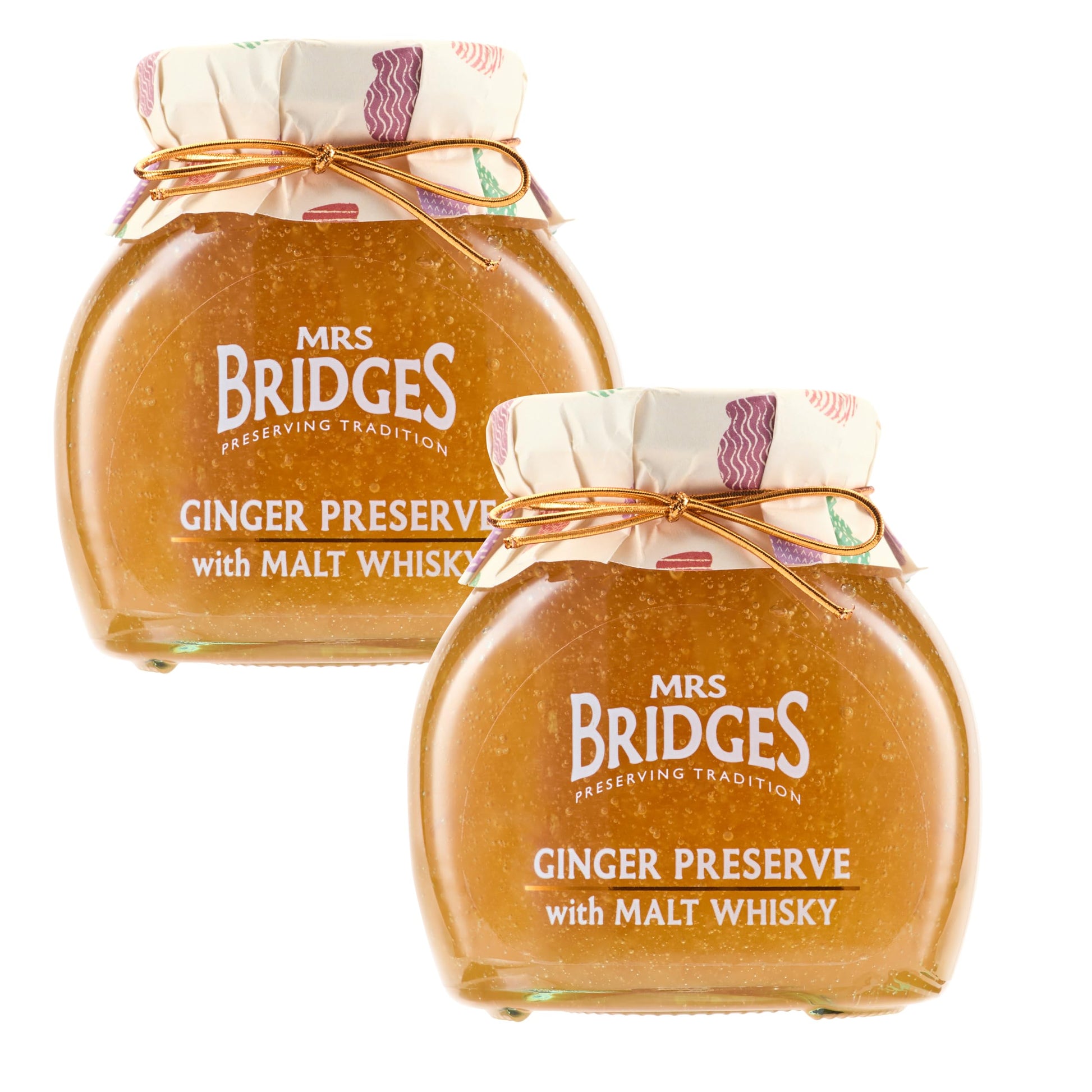 MRS BRIDGES Ginger Preserve with Malt Whisky, 12oz Jar, Pack of 2, Made in Scotland