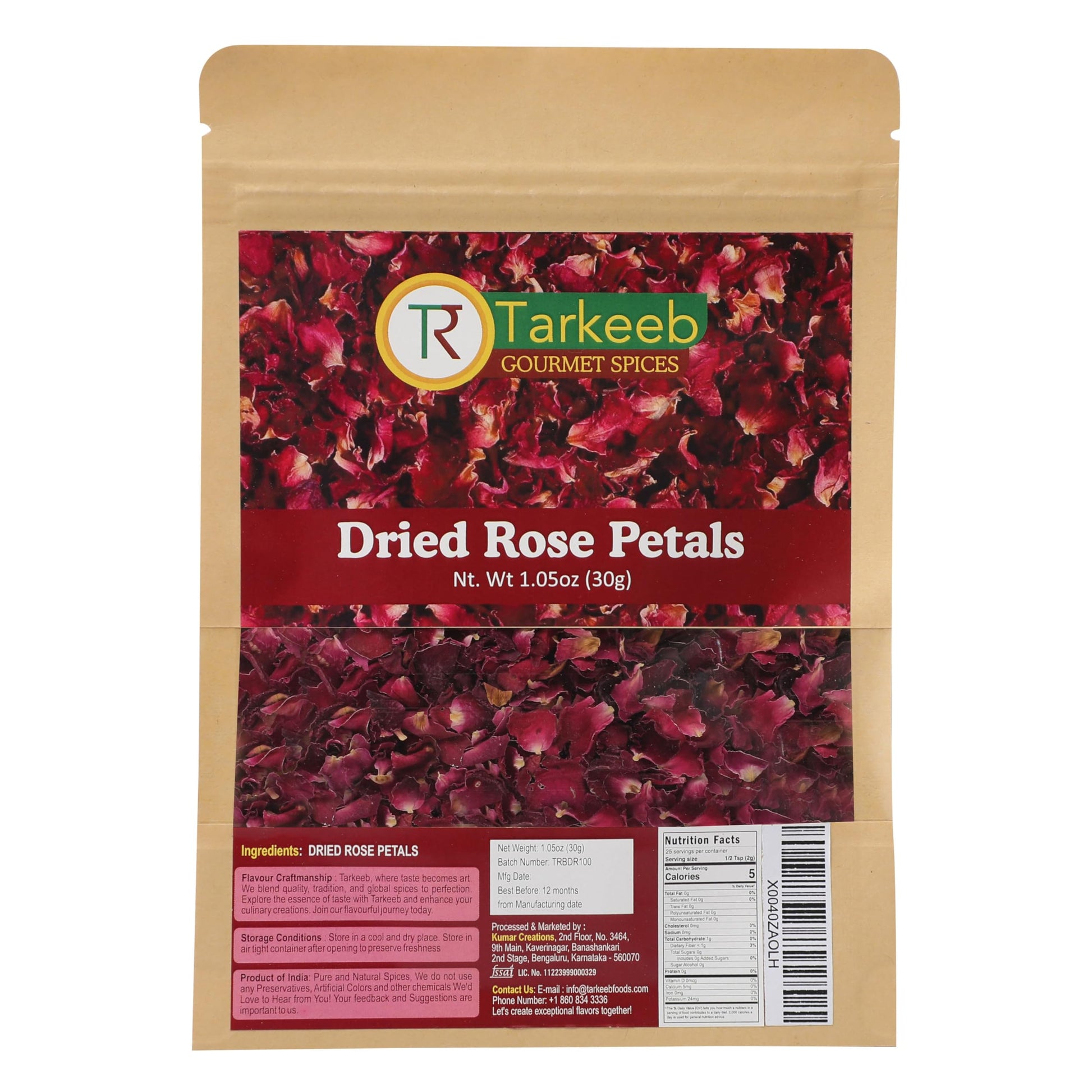 Tarkeeb Dried Rose Petals ~ All Natural | Edible Rose Petals | Dried Flower Petals For Herbal Tea, Decoration, Rose Sprinkles, T