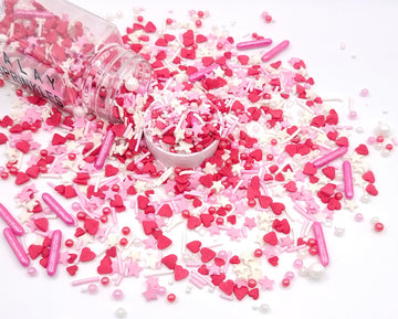 Sentovac Edible Red Heart Pink Star Mix Sprinkles for Decorating 1 Bottle 3.35oz/ 95g | Cake Cupcakes and Ice Cream Topper Decor