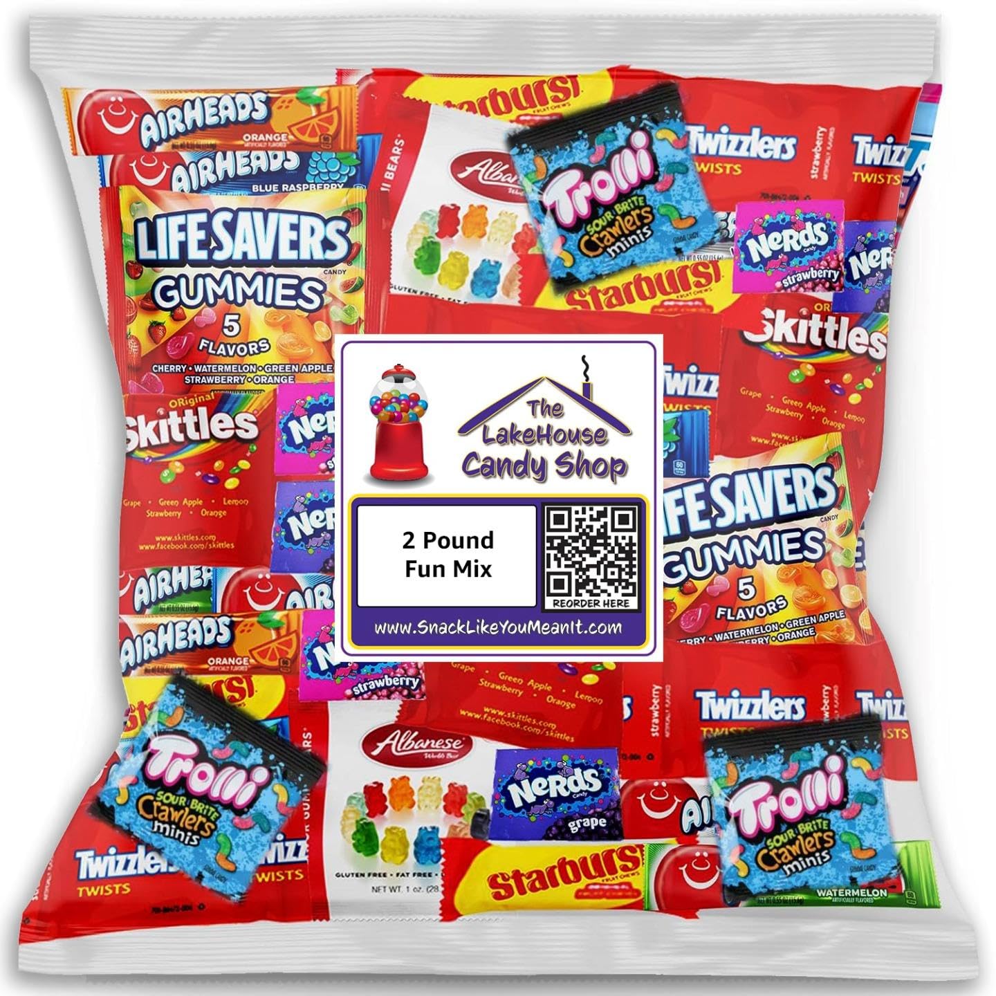 The LakeHouse Mixed Candy Assortment - 2 Pound Bulk Variety Pack - Individually Wrapped Fruity, Sour, Gummy, Chewy