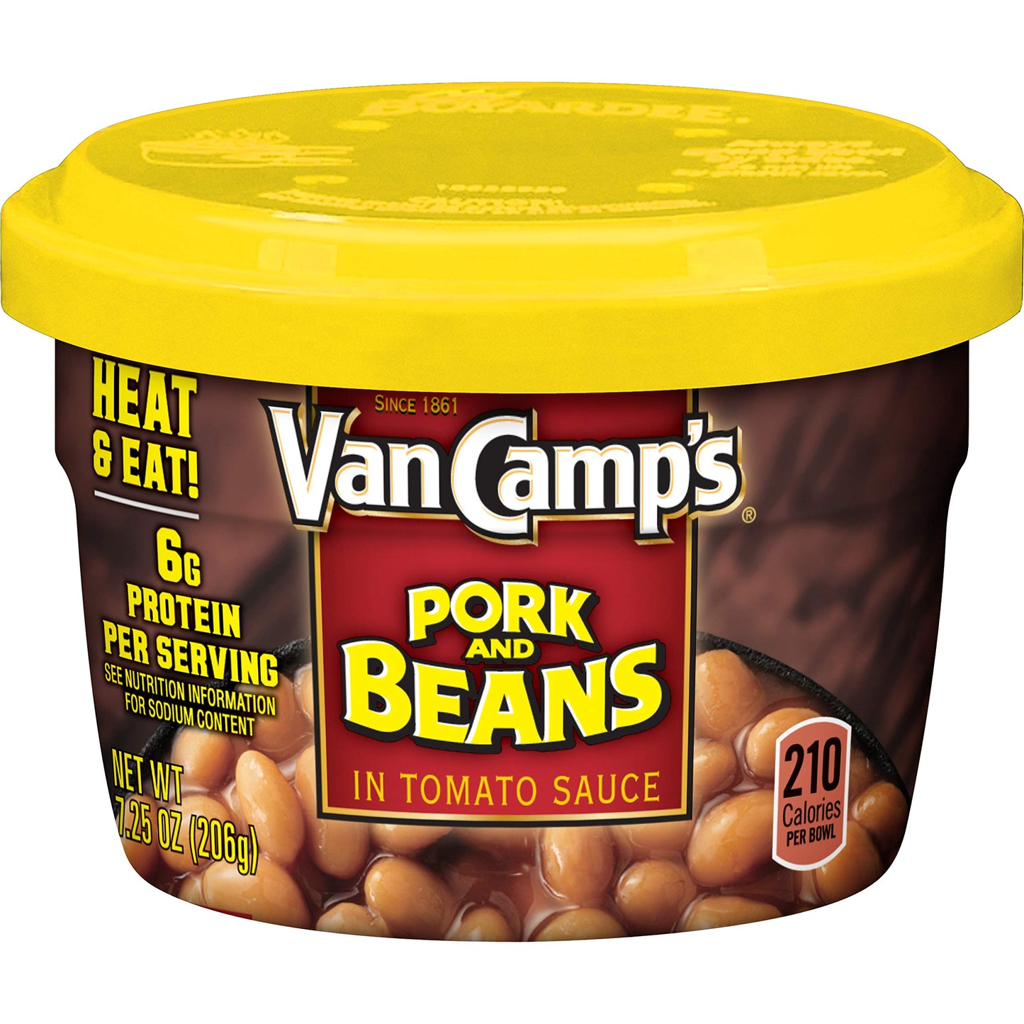 Van Camp'S Pork & Beans Microwavable Cups, 7.25 Oz(Pack Of 12)