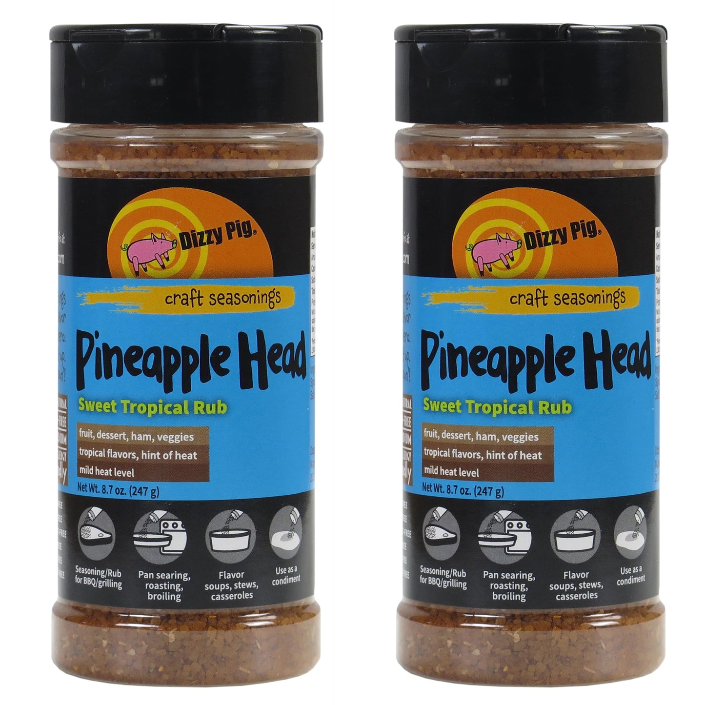 Dizzy Pig Pineapple Head Seasonings - Savory Sweet, 8oz Shaker, Two Pack