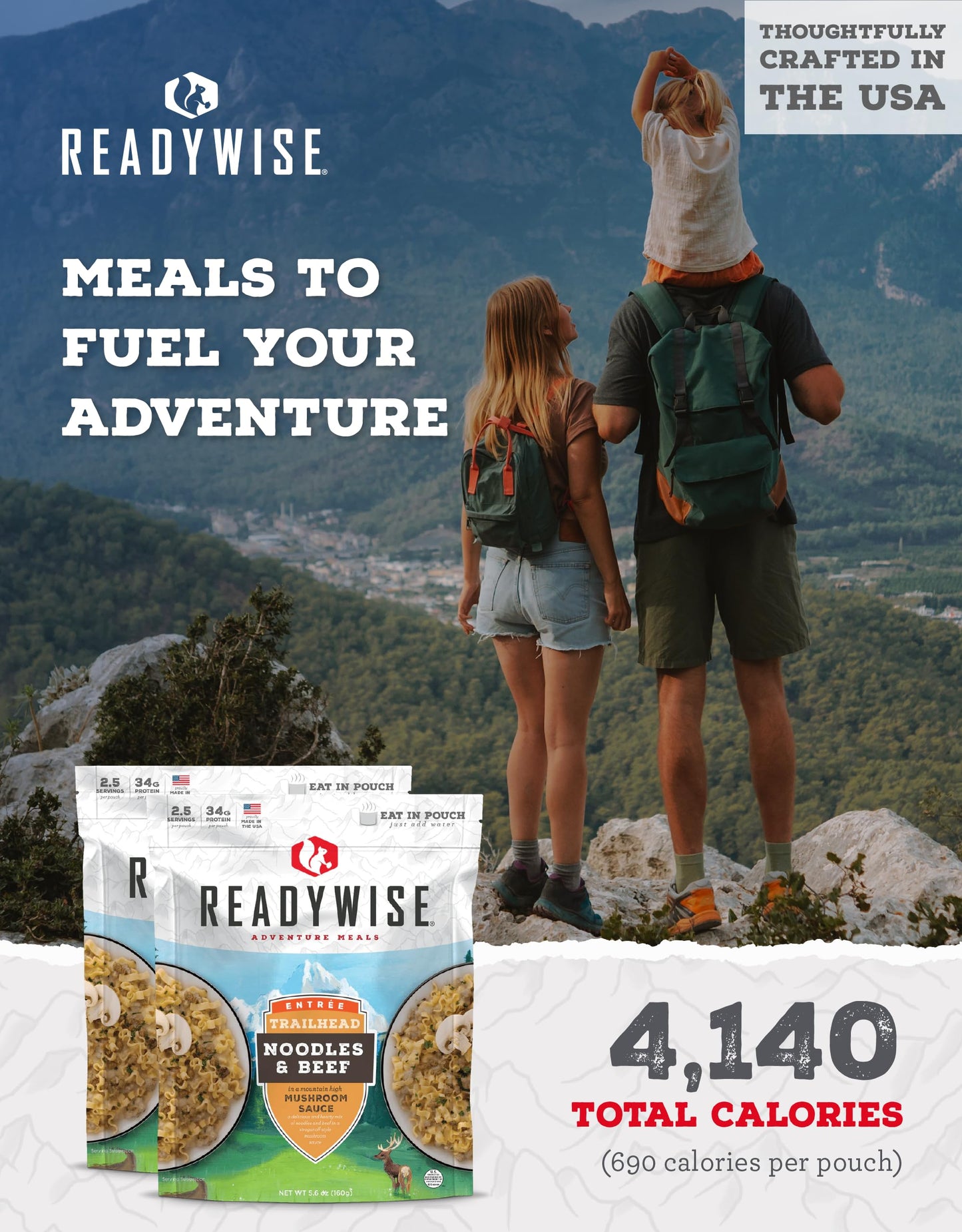 Readywise - Adventure Meal, Creamy Pasta With Chicken, 15 Servings Total, Pack Of 6, Emergency Preparedness, Freeze Dried Food,