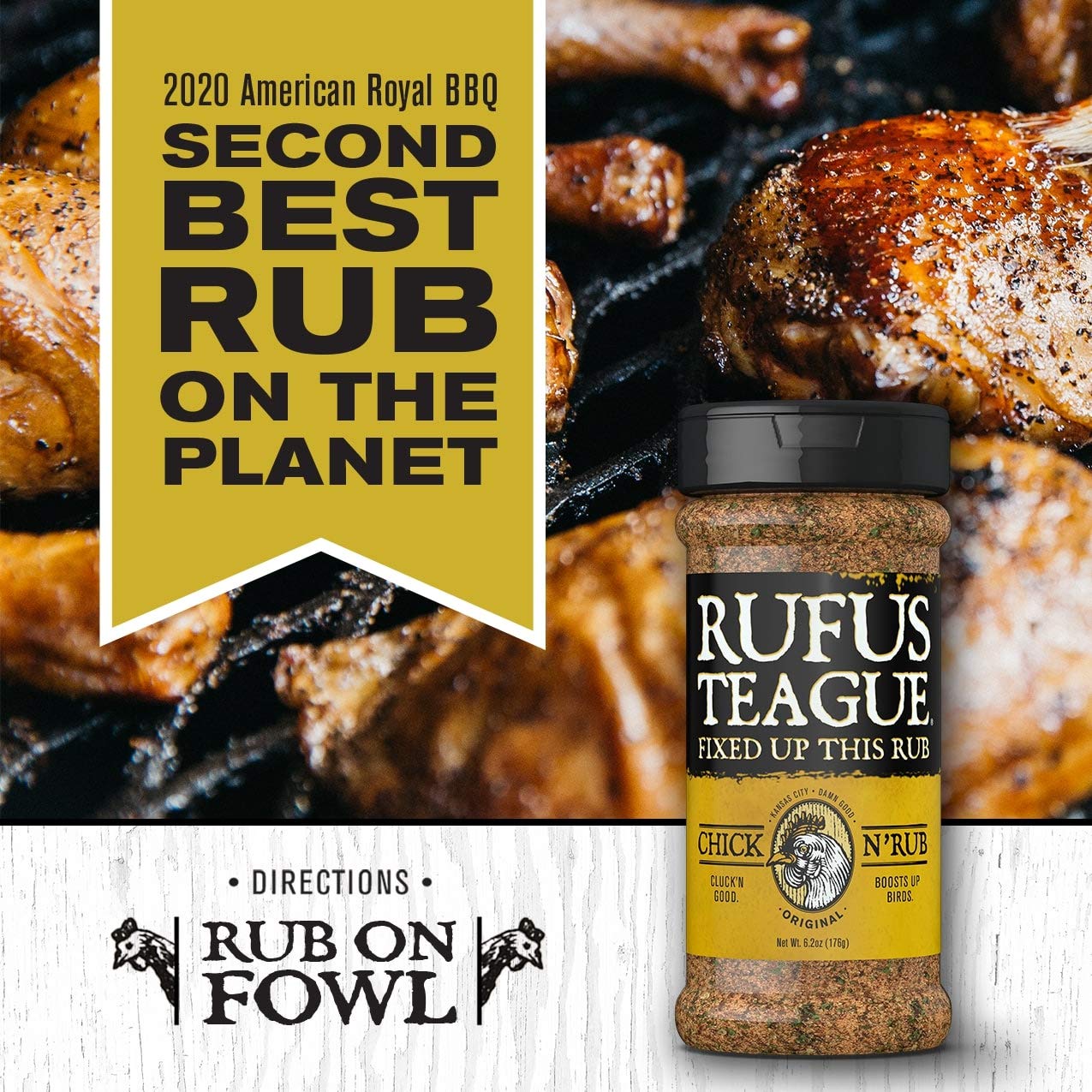 Rufus Teague - Chick N' Rub - Premium BBQ Rub - 6.2oz Bottles - 2 Pack