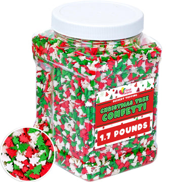 Christmas Tree Sprinkles - 1.7 Pounds - Bulk Red and Green Confetti Sprinkles - Holiday Sprinkles for Cookie Decorating - Christ