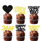 18Pcs Black Gold Glitter Dessert Cupcake Pick For Straight Outta 1990 Cheer To 34 Years Old Theme Decor Supplies Happy 34Th Birt