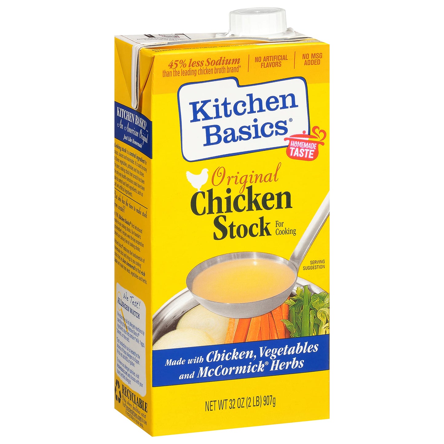 Kitchen Basics Original Chicken Stock, 32 Oz | No Artificial Flavors, Gluten Free, No Msg Added|