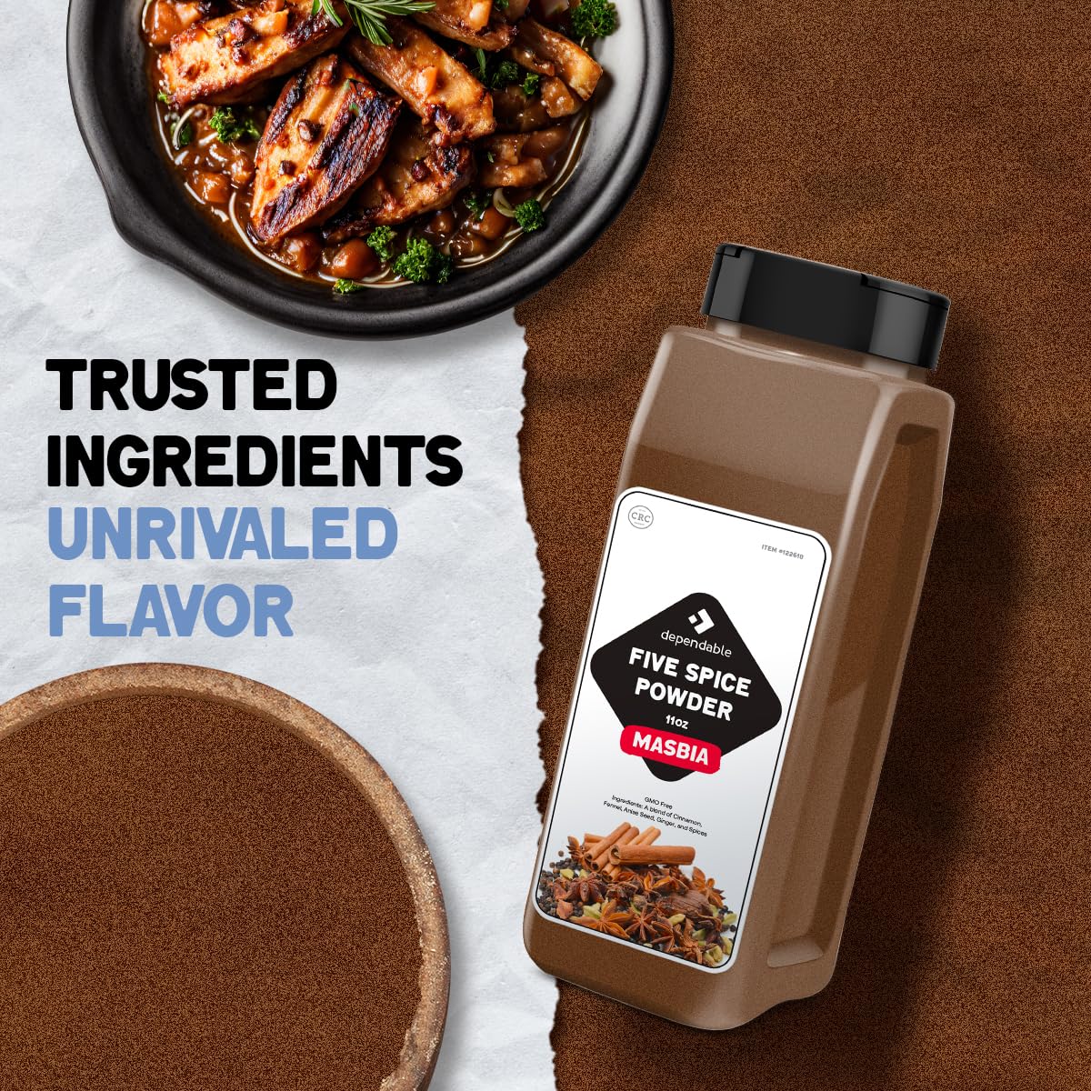 Dependable Food Chinese Five Spice Blend - 11 Oz. Resealable Pouch - Natural, Non-Gmo, Allergen-Free, No Additives, Kosher – Asian Spice Mix Seasoning