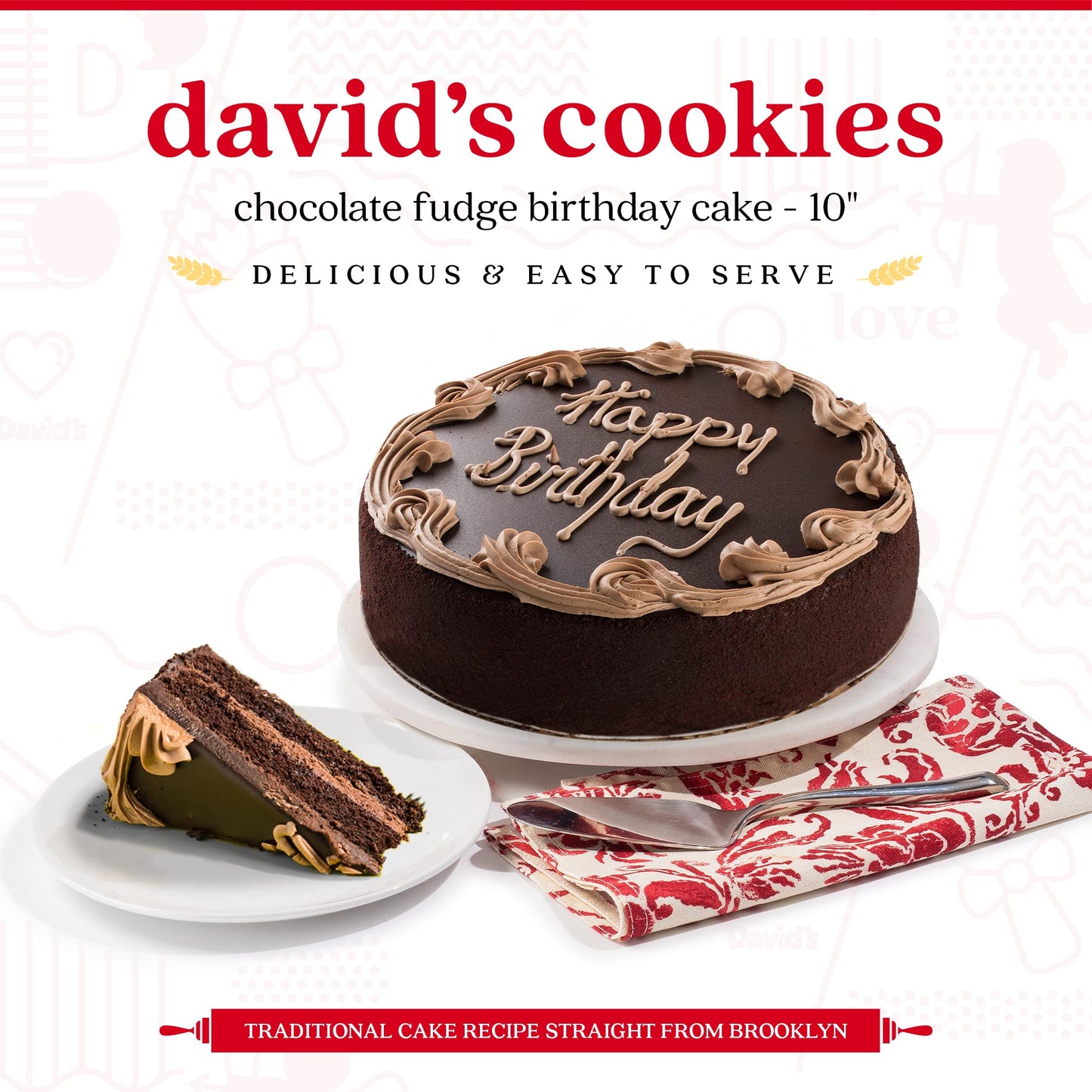 DAVIDS COOKIES Chocolate Fudge Cake - 10 Inch Birthday Cake for Delivery