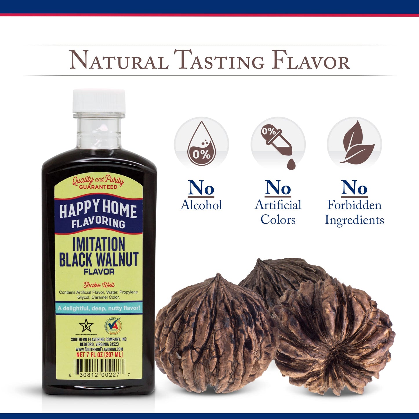 Happy Home compatible with Black Walnut Flavoring, Non-  ic, 7 Fl Oz, Certified Kosher