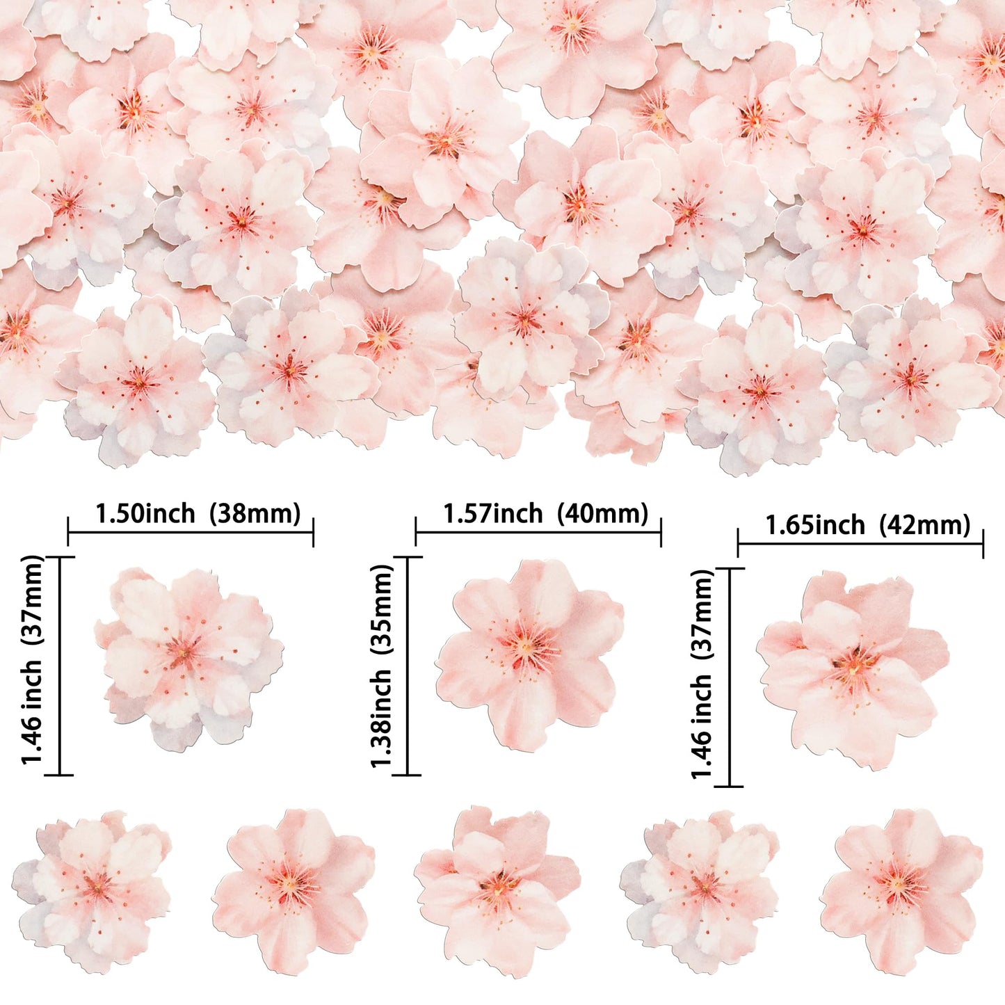 Gyufise 54Pcs Edible Cherry Blossoms Cake Decorations Edible Cherry Blossoms Cupcake Toppers Wafer Paper Flowers Cake Toppers Fo