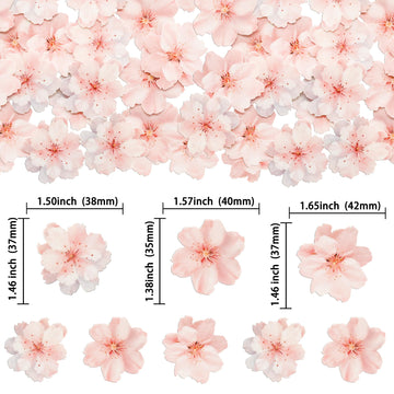 Gyufise 54Pcs Edible Cherry Blossoms Cake Decorations Edible Cherry Blossoms Cupcake Toppers Wafer Paper Flowers Cake Toppers Fo