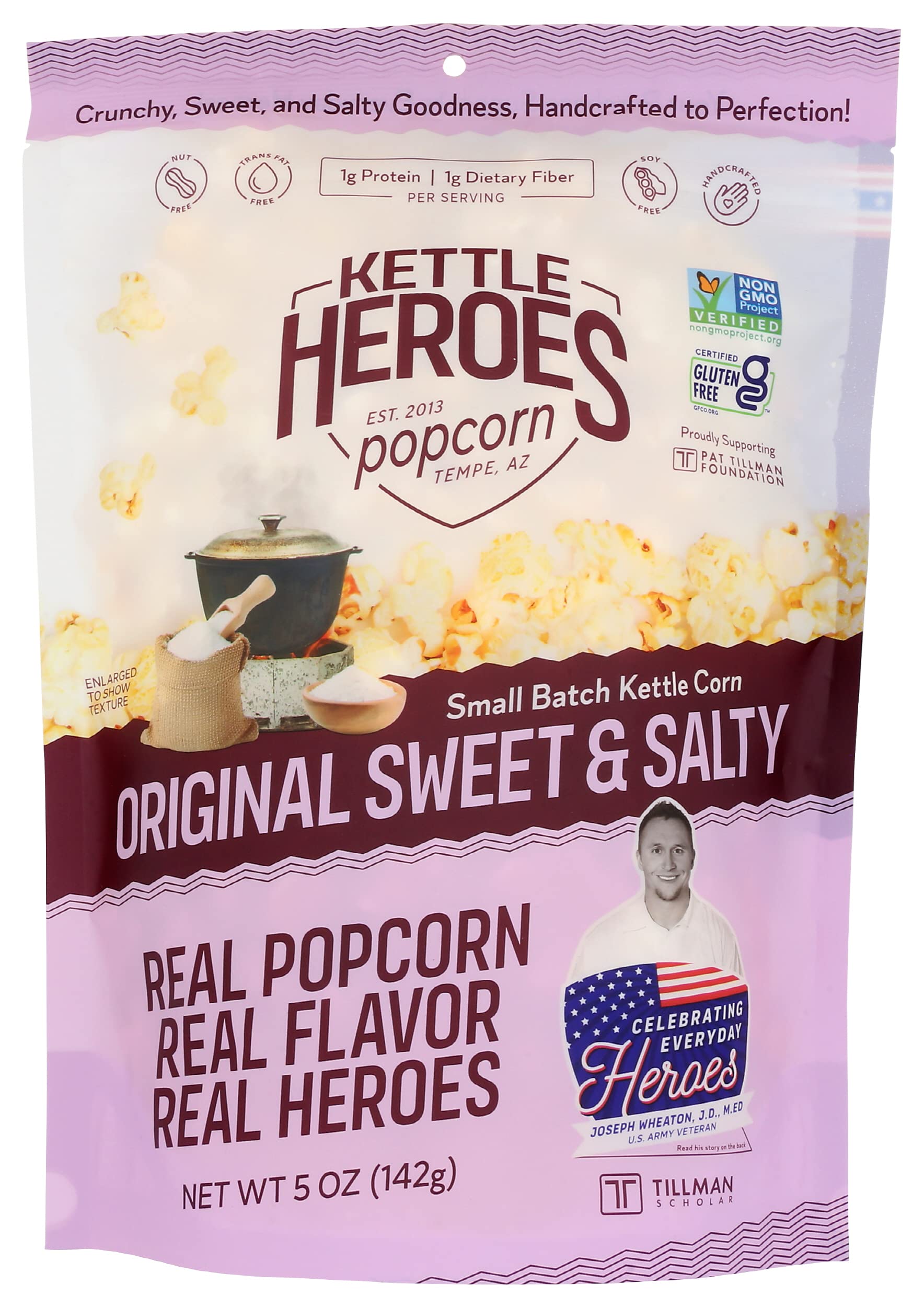Kettle Heroes Small Batch Handcrafted Kettle Corn Popcorn - 6 Pack - Non-GMO, Gluten Free, No Trans Fat, Kosher, Soy Free