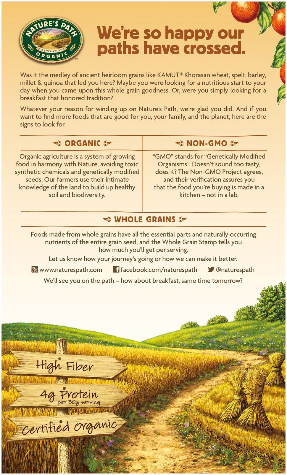 Nature 'S Path Organic - Cereal Heritage Flakes Whole Grains High Fiber - 13.25 Oz.