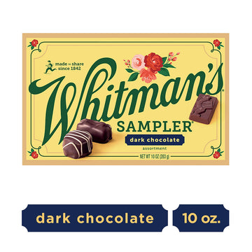 Whitmans Sampler gift Box Dark chocolate Assortment 10 Ounce (22 Pieces)