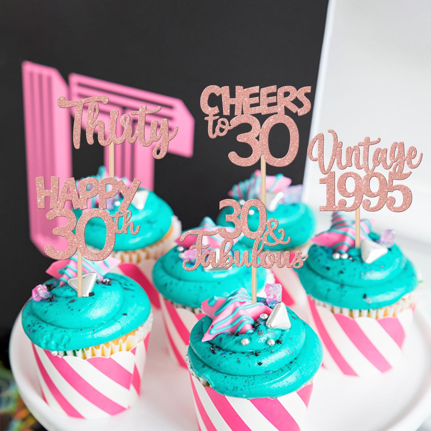 30Pcs Vintage 1993 Cupcake Toppers Glitter Thirty 30 Fabulous Happy 30Th Birthday Cupcake Picks Cheers To 30 Years For 30Th Birt