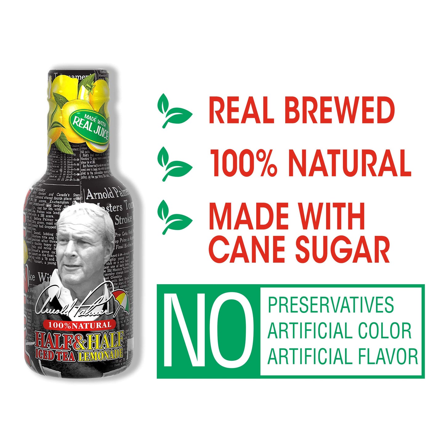 Arizona Arnold Palmer Half Tea Lemonade, 16.9 Fl Oz, Pack Of 20