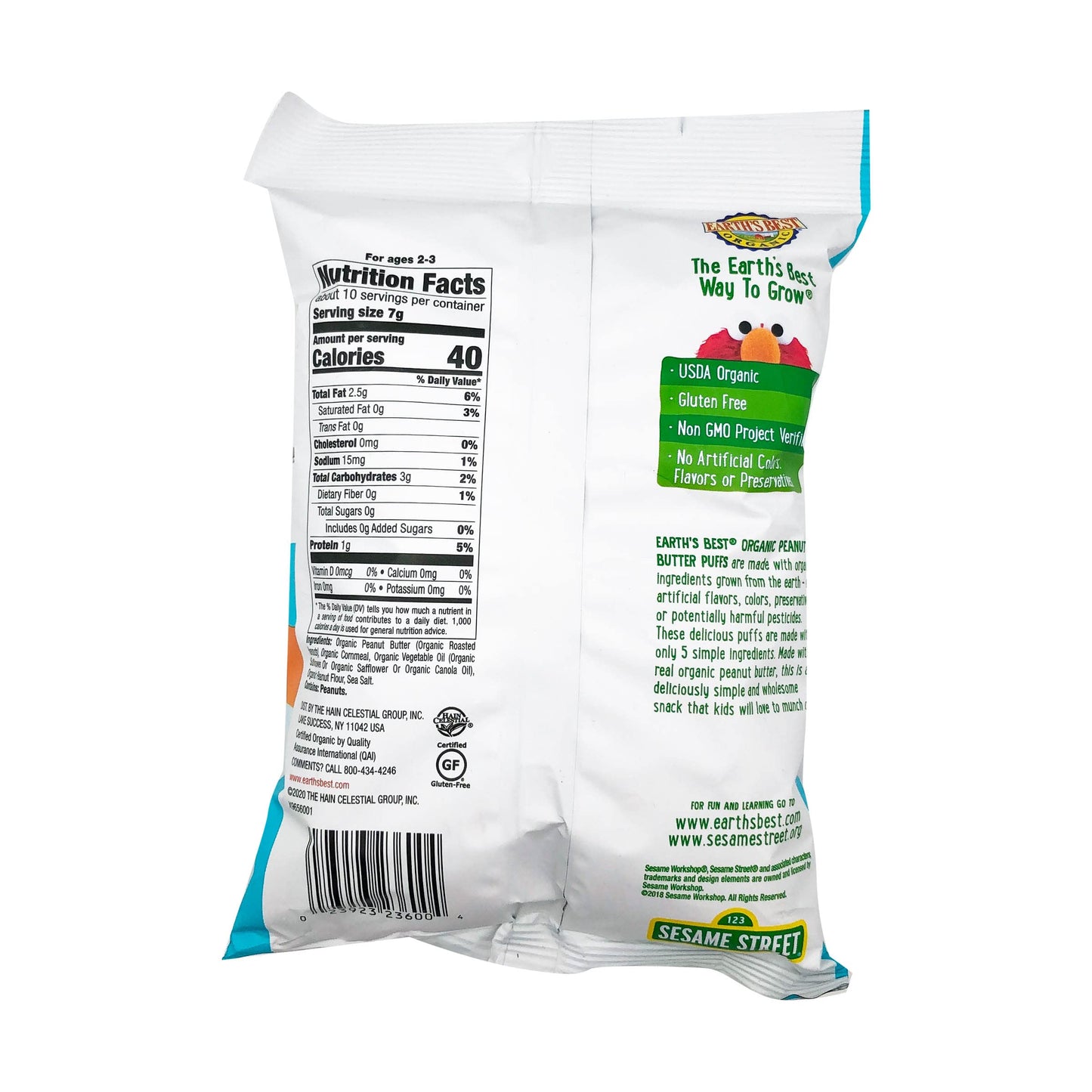 Earths Best Organic Nut Butter Corn Puffs, 2.5 Oz