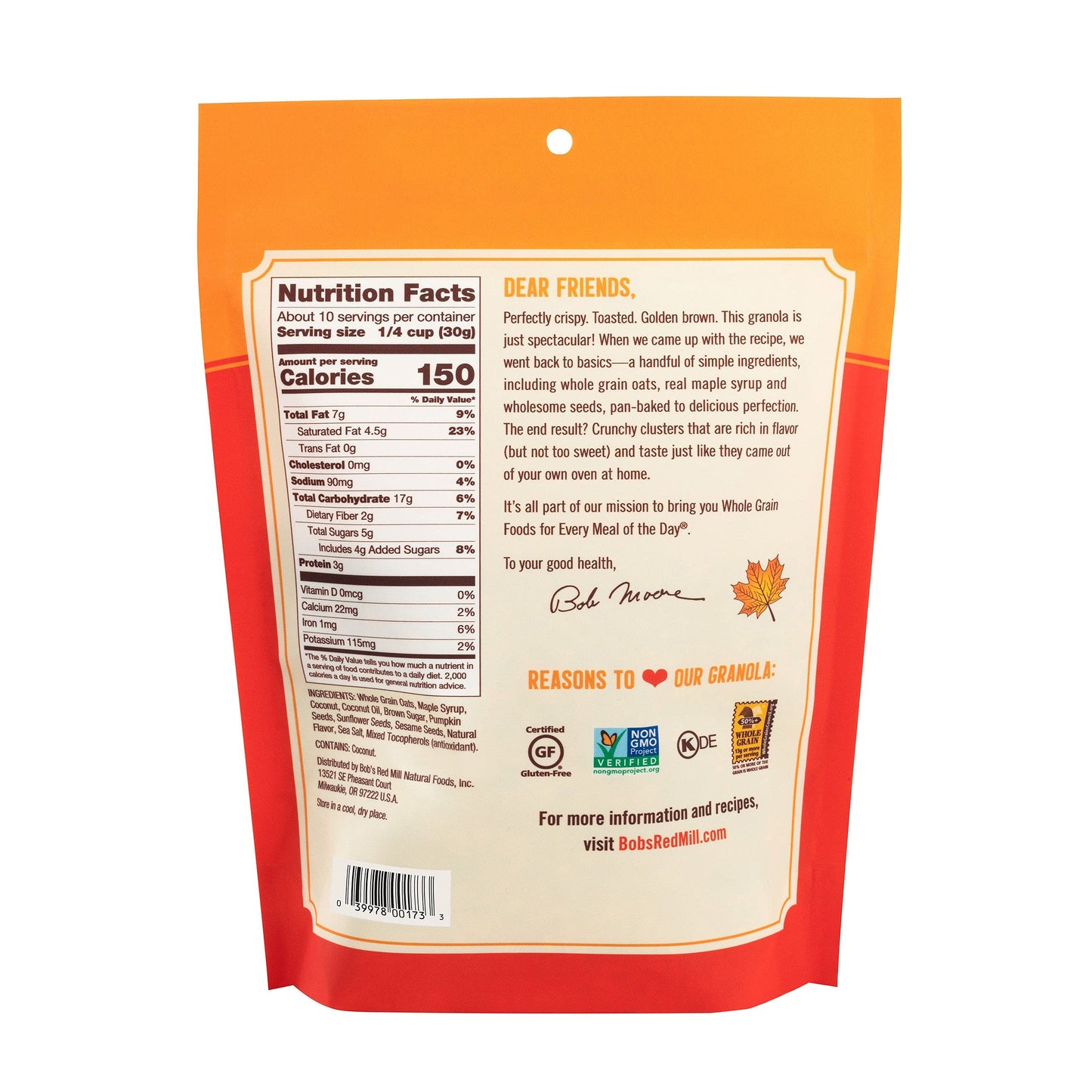 Bobs Red Mill Pan-Baked Granola Maple Sea Salt, 11 Ounce (Pack of 2)