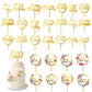 32 PCS Gold Happy Birthday Cake Toppers Flower Acrylic Gold Birthday Cake Topper Cake Pick Decorations for Birthday Party Cake D