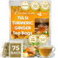 FRESHDRINKUS Tulsi Turmeric Ginger Tea Bags, 100% Natural, Vegan, 75 Bags