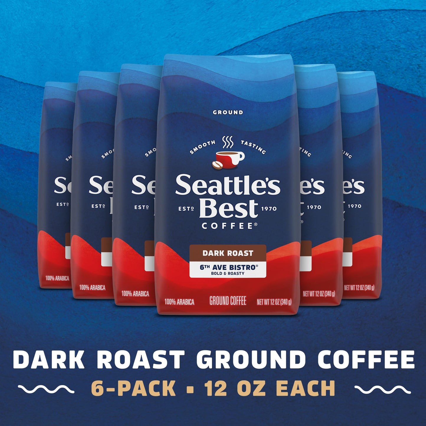 Seattles Best Coffee Dark Roast Ground Coffee 12 oz (Pack of 6) 100% Arabica 6th Avenue Bistro