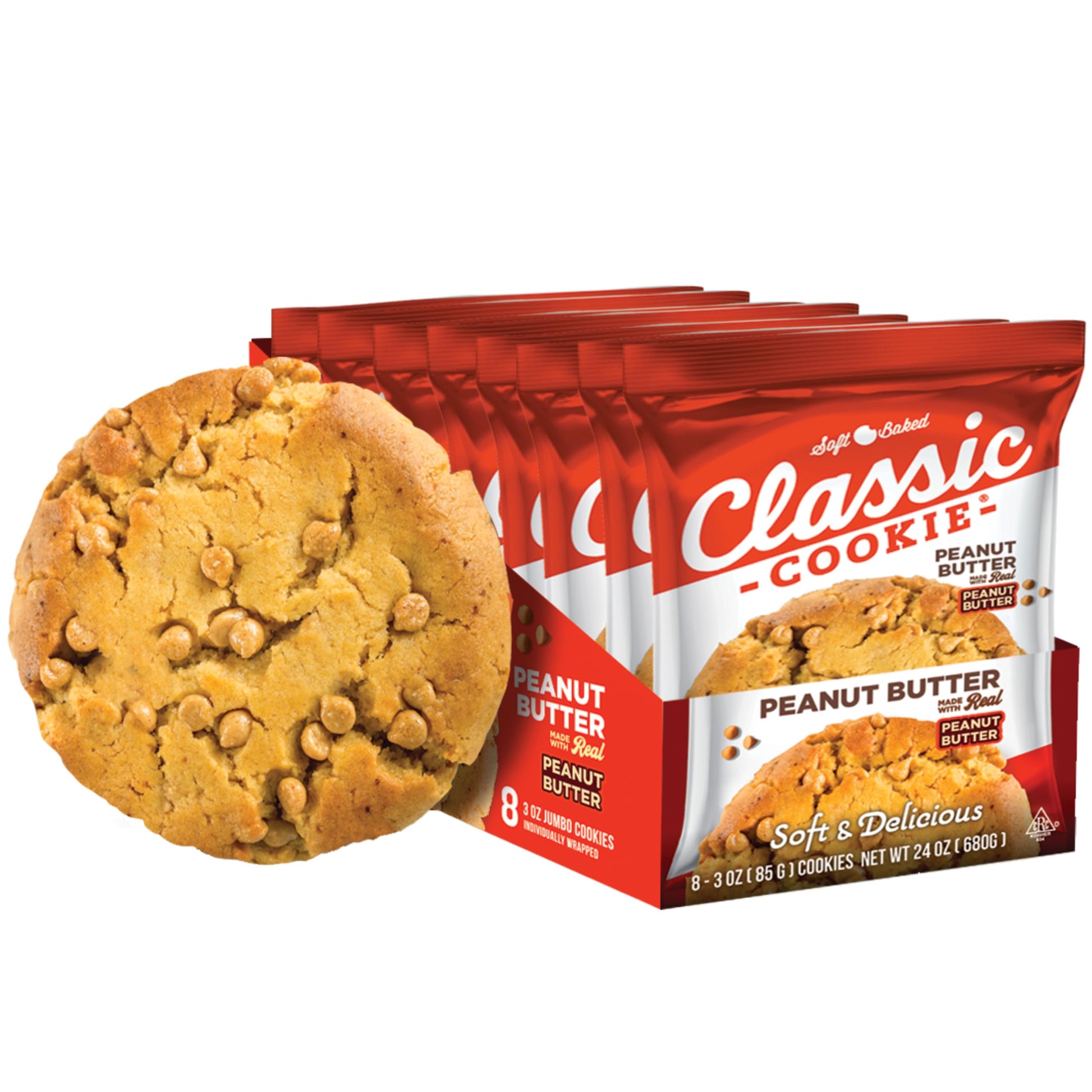 Classic Cookie, Soft Baked Cookie, Peanut Butter 3oz, 32 Count Pack