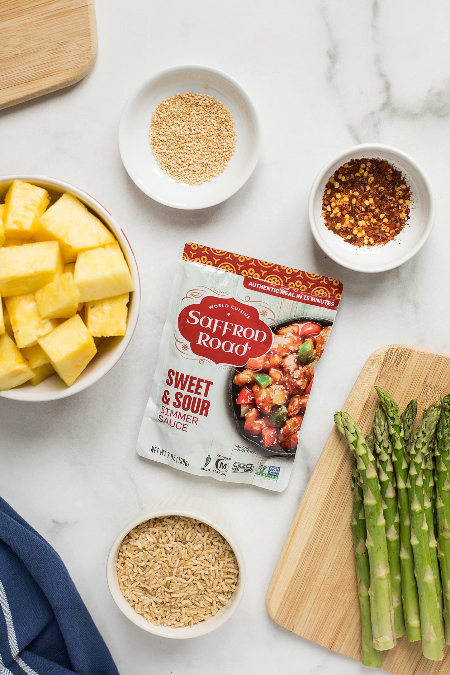 Saffron Road Sweet And Sour Simmer Sauce | Globally Inspired Simmer Sauce | Gluten-Free, Vegan, Non-Gmo, And Certified Halal And