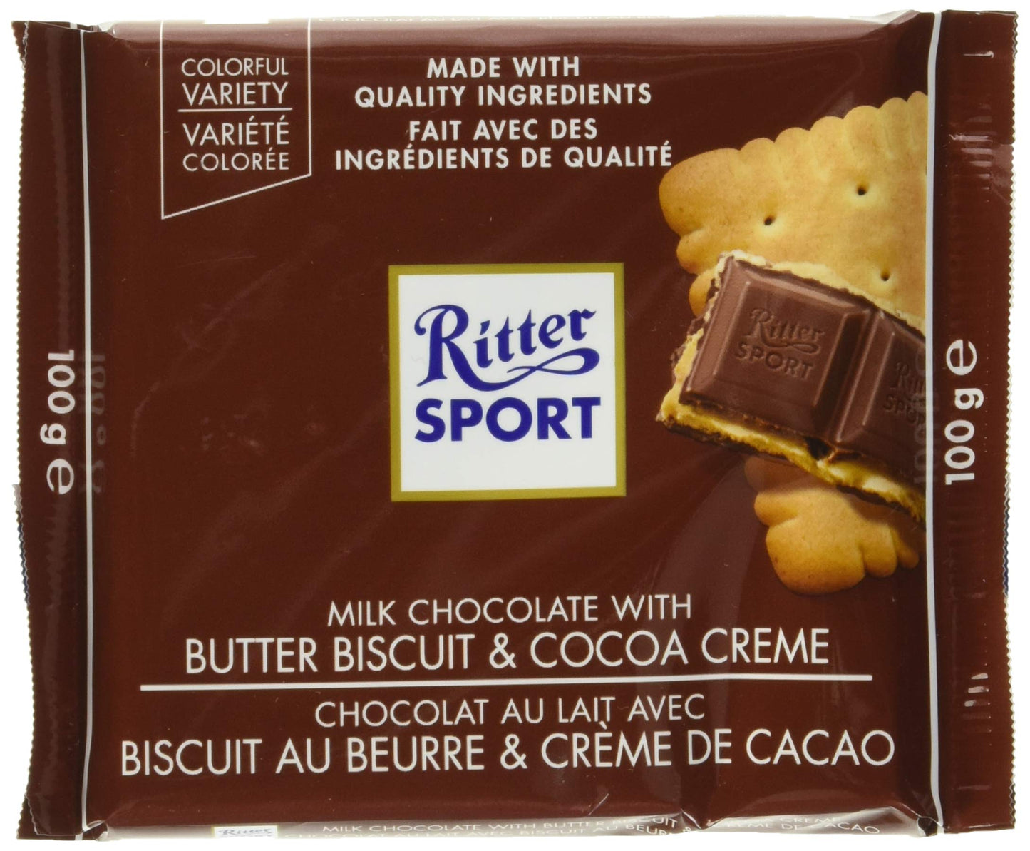 Ritter Sport, Milk Chocolate With Butter Biscuit, 3.5 Oz