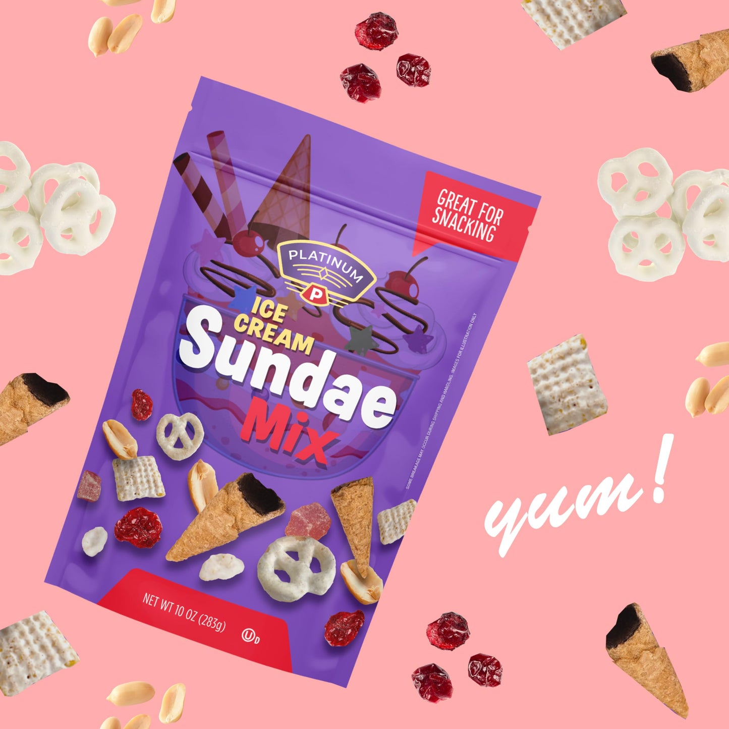 Platinum Ice Cream Sundae Trail Mix - A Decadent Blend Of Nuts, Dried Fruits, Dark Chocolate Waffle Cones, Yogurt Pretzels & Cor
