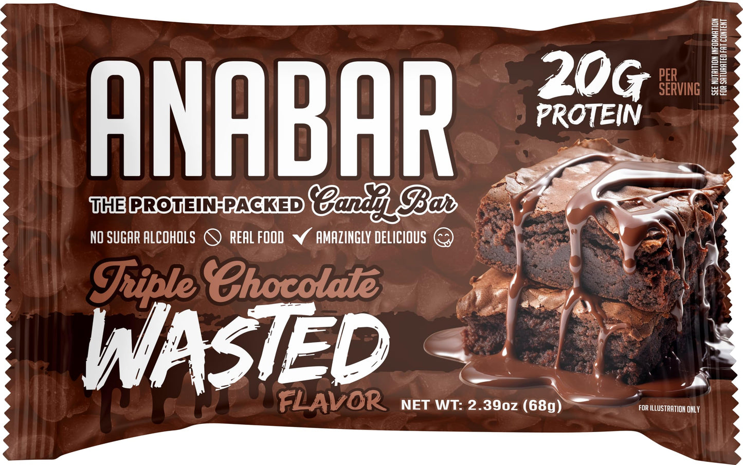 Anabar Protein Bar, Triple Chocolate Wasted, The Protein-Packed Candy Bar, No Sugar Alcohols, High Protein, Amazingly Delicious,