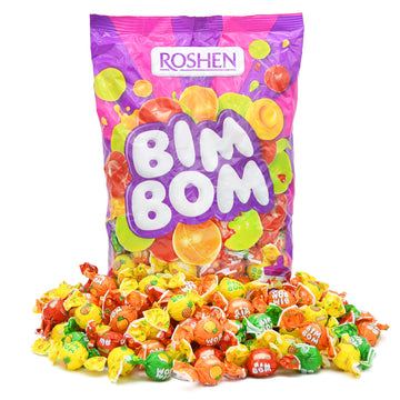 Roshen Bim Bom Hard Candy With Fruit Flavor Filling Kosher And Halal, Delicious, Flavorful Hard Sweets Bulk Candy 1Kg/2.2Lbs