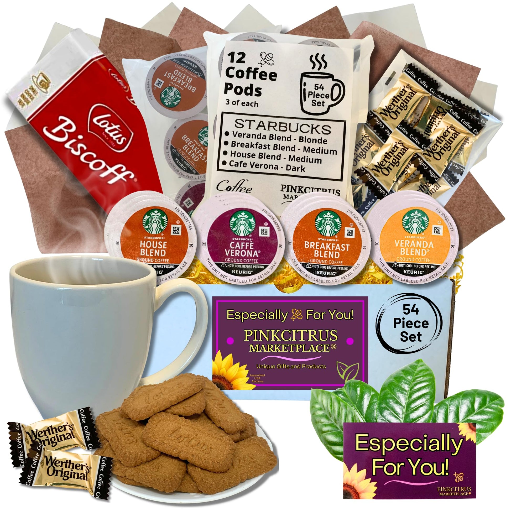Coffee Mug Gift Set For Women Men Basket Box Care Package With Sampler Coffeepods, Cookies, And Candy Thinking Of You Get Well Soon Happy Birthday Ideas For Mother’S Father’S Family Best Friend And Boss
