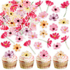 52 Pack Edible Flower Cupcake Toppers Spring Bridal Engagement Baby Shower Birthday Party Cupcake Picks Drink Topper Anniversary