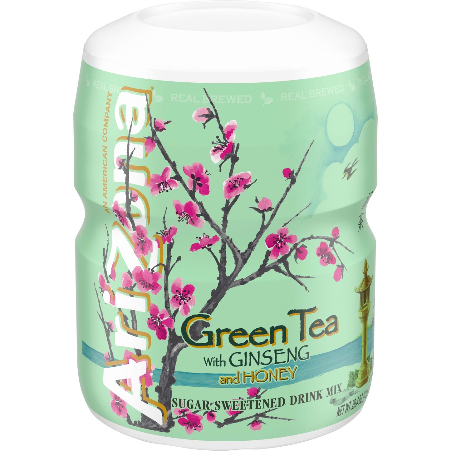 Arizona Green Tea With Ginseng & Honey Sugar Sweetened Powdered Drink Mix, 20.4 Oz. Canister (Pack Of 12)