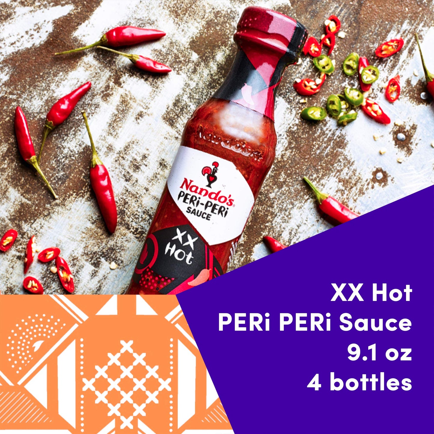 Nandos PERi PERi Extra Hot Sauce - Spicy Sauces, Seasoning or Marinade for Meat, Fish, Rice or Vegetables - No Artificial Colors