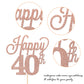 YCTHUNFISH Happy 40th Cake Topper, Black Glitter Number 40, Rose Gold, Bamboo, Birthday Party Decorations