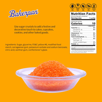 Bakerpan Sugar Sprinkles For Baking - 7 Ounce Orange Decorating Sugar Crystals For Cookies, Cake Pops, Ice Cream (Made In Usa)