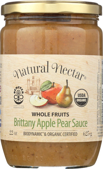 Natural Nectar Apple Sauce Pear Biodynamic, 22 Oz