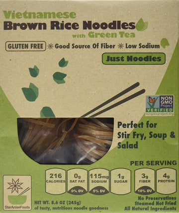 Star Anise Foods Vietnamese Brown Rice Noodles With Organic Green Tea -- 8.6 Oz (Pack Of 6)