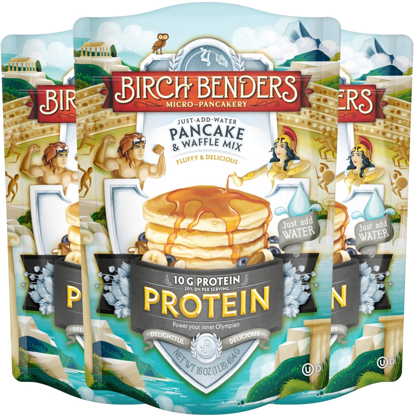 Performance Protein Pancake And Waffle Mix With Whey Protein By Birch Benders, 15 Grams Protein Per Serving, 1 Pound (Pack Of 3)